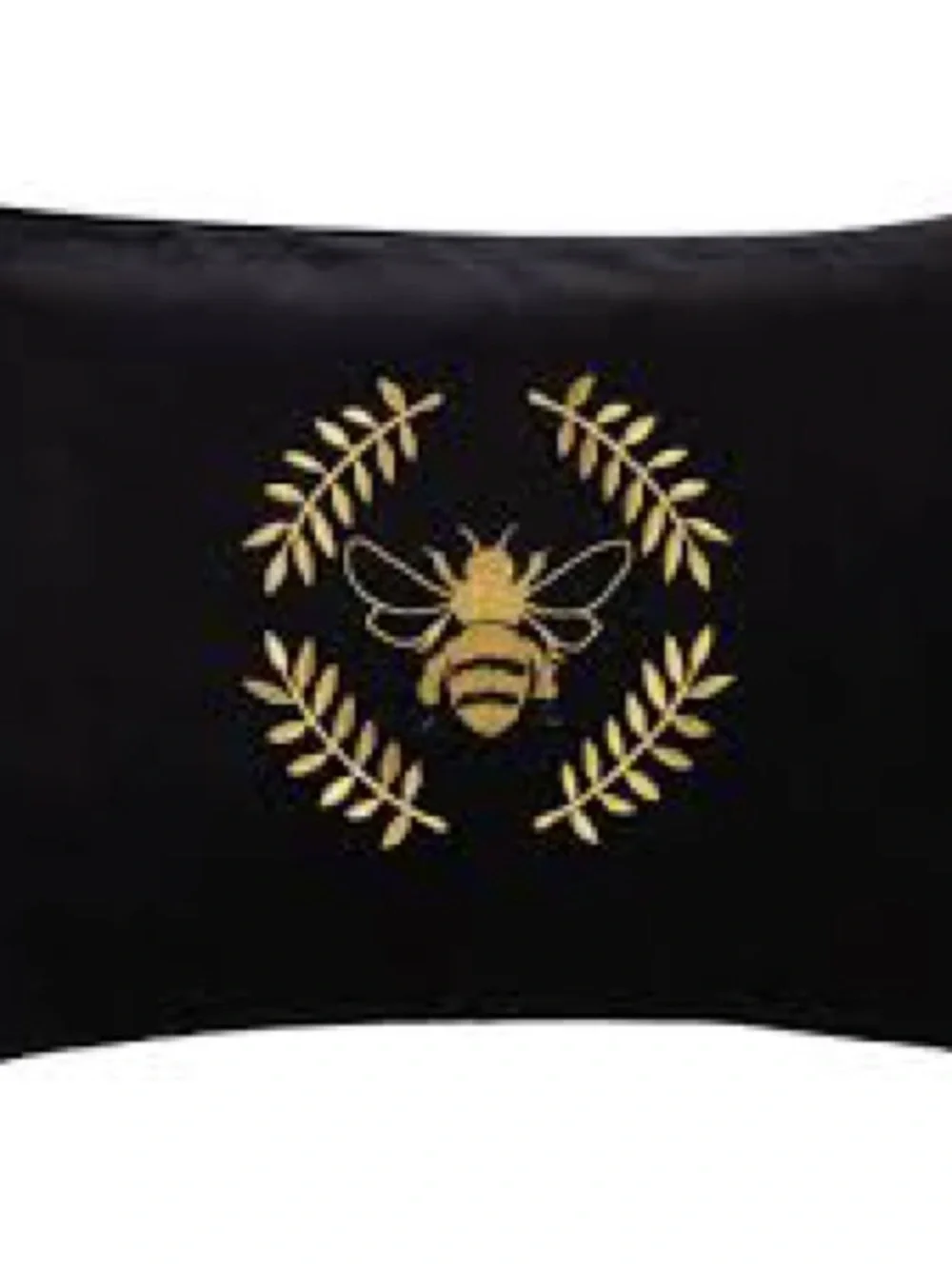 Gold Bee Black Velvet Embroidered Decorative Pillow - Home Bedding
